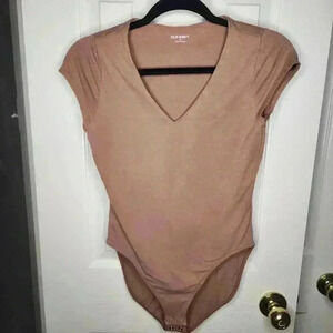 Old Navy Brown Short Sleeve V Neck Casual Body Suit Size Extra Small XS
